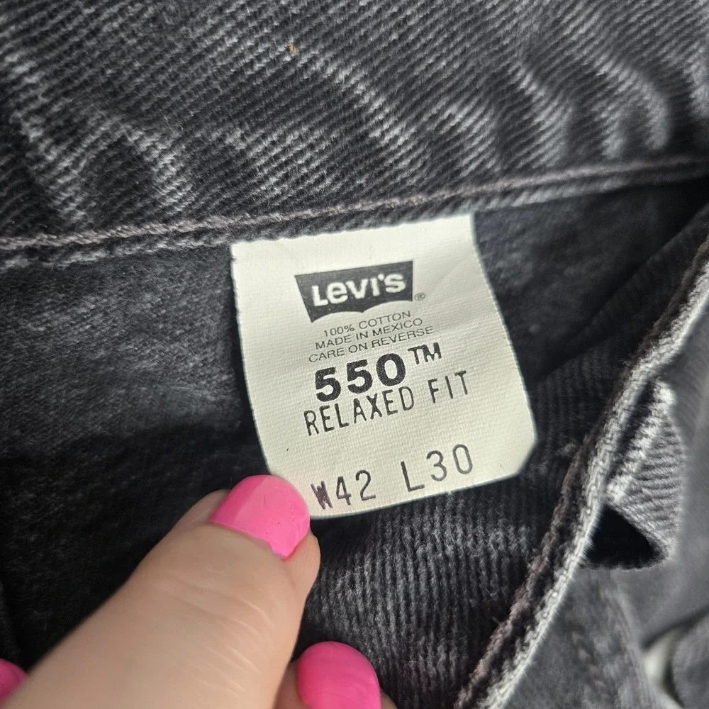 Vintage Levis 550 Jeans Men's 42x30 Black 90s Made in MEX Relaxed Fit